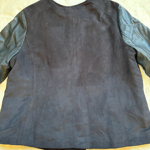 Alfani Women's Faux Black Suede and Faux Leather Full-Zip Jacket, Size: L - Picture 11 of 16